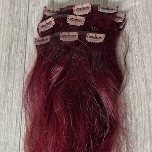 Full Shine burgandy red 14 inches human hair clip in extensions C7